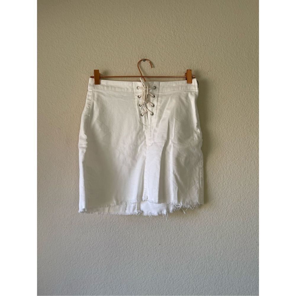 J crew white lace up mini denim skirt size 26